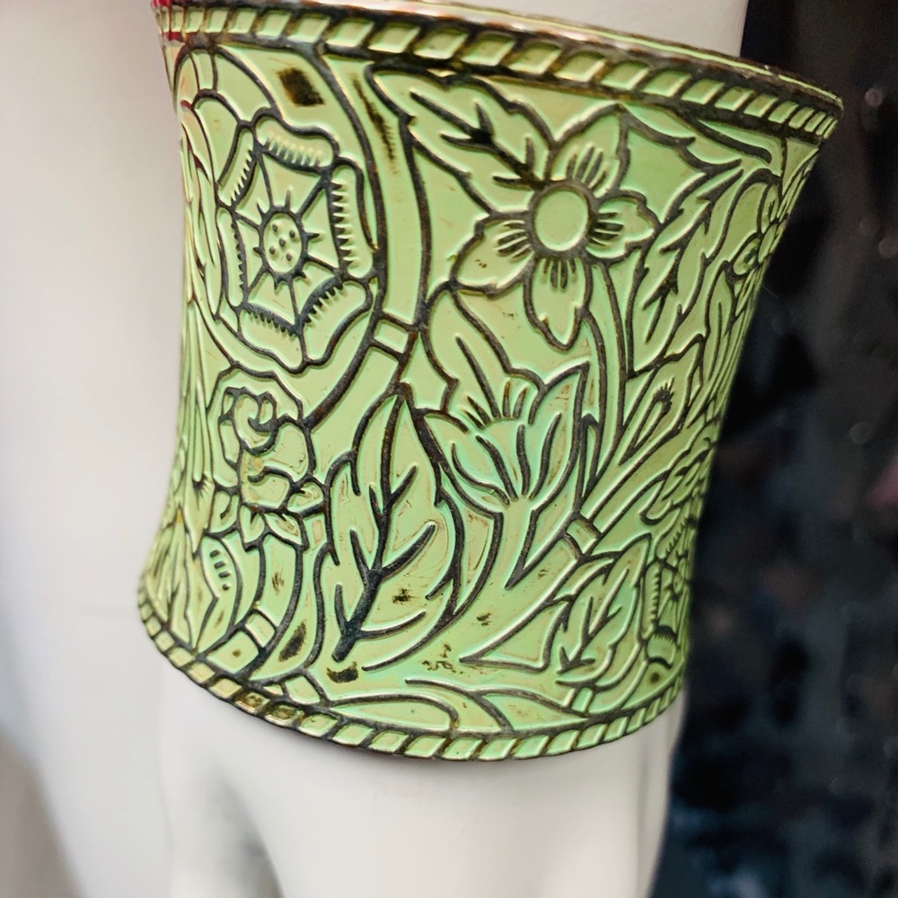 Vintage gold/mint green cuff bracelet